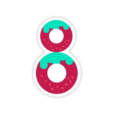 paper sticker on white  background Sweet  donutのイラスト素材