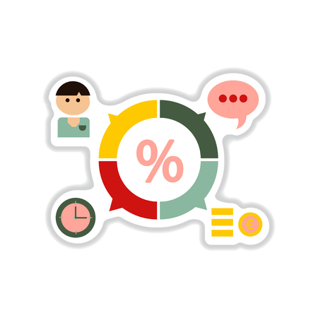 paper sticker on white  background business chartのイラスト素材
