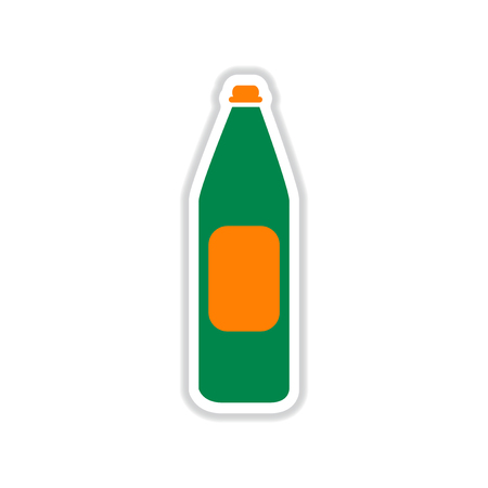 paper sticker on white  background bottle waterのイラスト素材