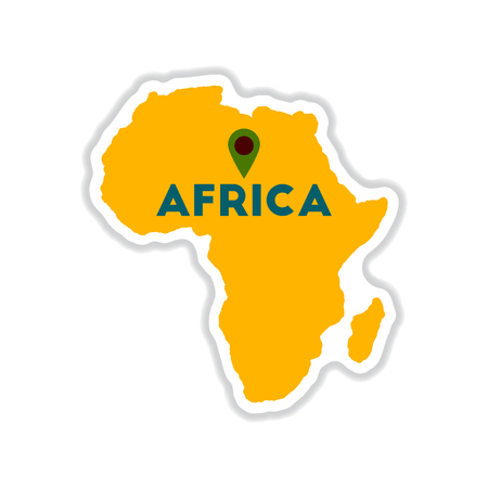 paper sticker on white  background Africa mapのイラスト素材