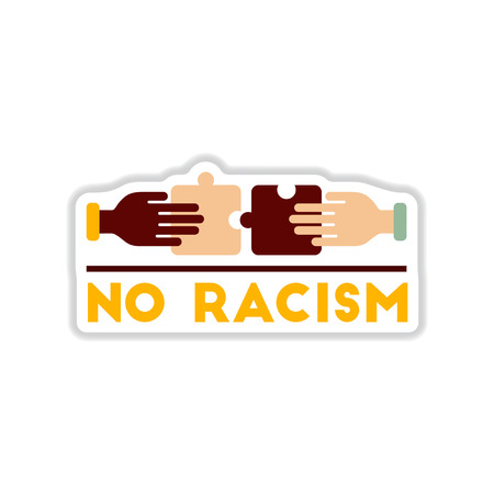 paper sticker on white  background no racismのイラスト素材