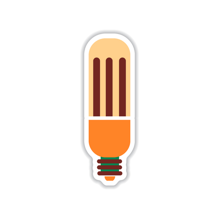 paper sticker on white  background eco light bulbのイラスト素材