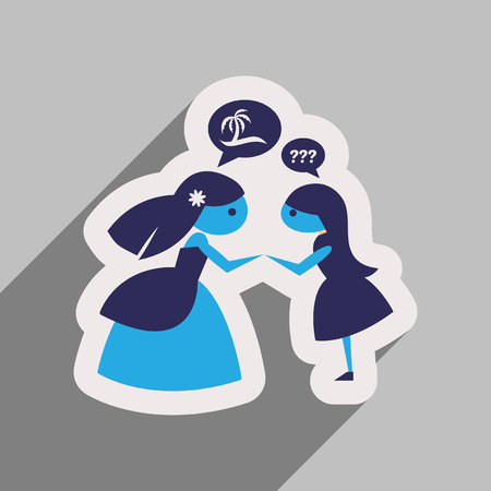 Flat web icon with long shadow Bride and friendのイラスト素材