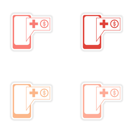 Set of stylish sticker on paper mobile applications and phoneのイラスト素材