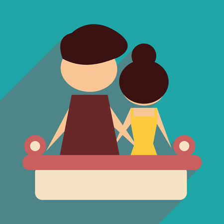 Flat web icon with  long shadow man and woman couchのイラスト素材