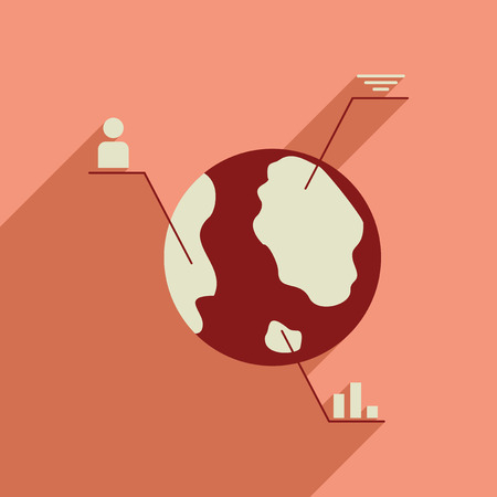 Flat web icon with long  shadow Earth infographicsのイラスト素材