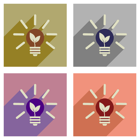 Concept of flat icons with long  shadow eco light bulbのイラスト素材