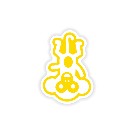 paper sticker on white background small chimpanzeeのイラスト素材