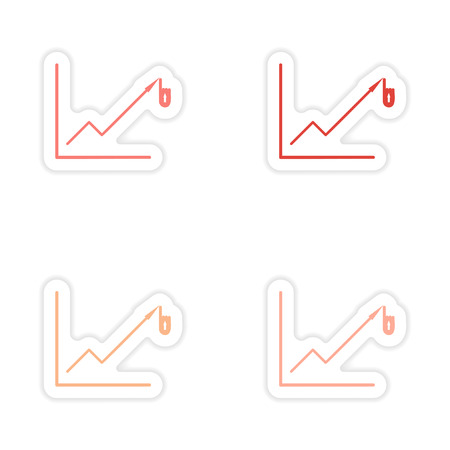 Set of stylish sticker on paper Economic graphのイラスト素材