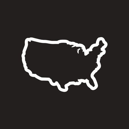 stylish black and white icon map of USAのイラスト素材