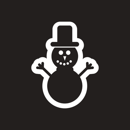 flat icon in black and white snowmanのイラスト素材