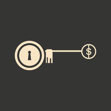 Flat in black white lock and key Dollarのイラスト素材