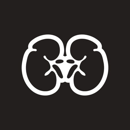 stylish black and white icon human kidneyのイラスト素材