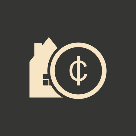 Flat in black white design Coin and houseのイラスト素材