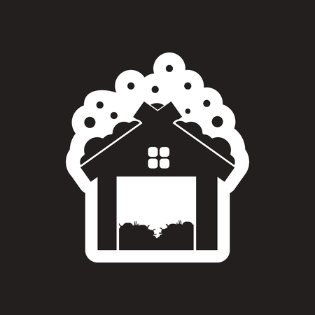 flat icon in black and white barnのイラスト素材