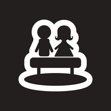 Flat icon in black and white boy girl benchのイラスト素材