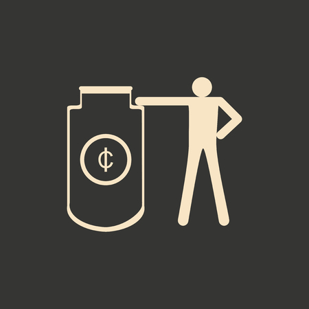 Flat in black and white man and cash safeのイラスト素材