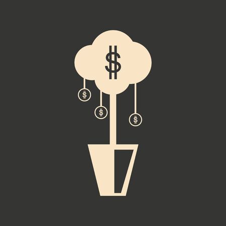 Flat in black and white Money Treeのイラスト素材