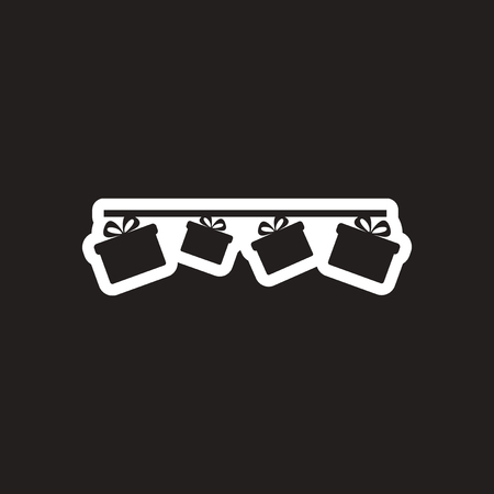 style black and white icon Garland with giftsのイラスト素材