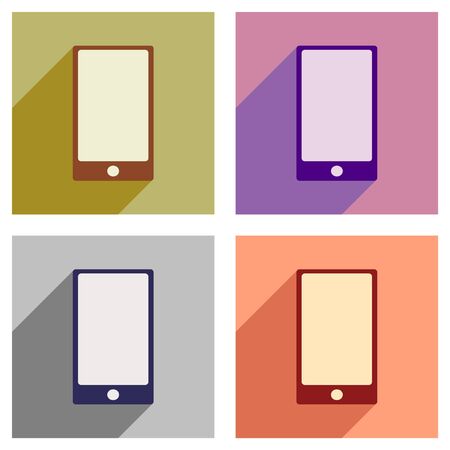 Set of flat icons with long shadow smartphoneのイラスト素材