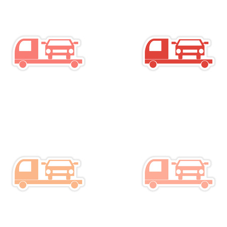 assembly realistic sticker design on paper tow truck carのイラスト素材