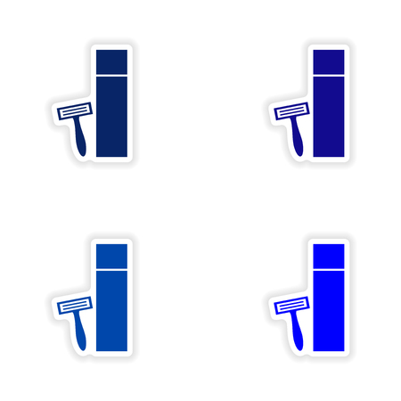 assembly realistic sticker design on paper shaverのイラスト素材