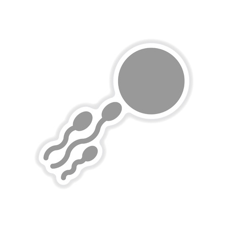 paper sticker on white background  sperm eggのイラスト素材