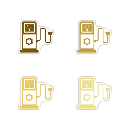 Set of paper stickers on white  background  eco refillのイラスト素材