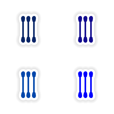 assembly realistic sticker design on paper cotton swabsのイラスト素材