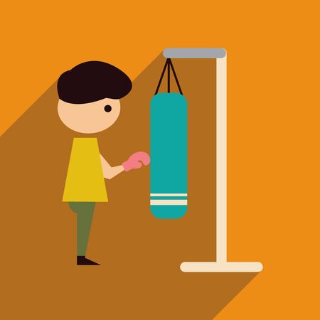 Flat web icon with long  shadow man boxingのイラスト素材