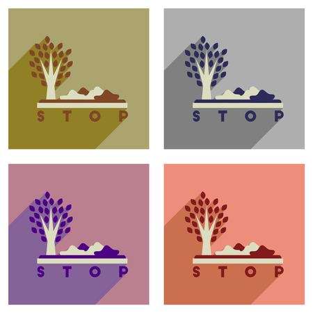 Concept of flat icons with long  shadow no environmental pollutionのイラスト素材