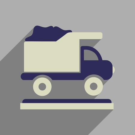 Flat web icon with long  shadow garbage truckのイラスト素材