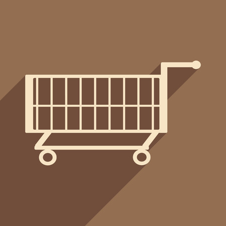 Flat with shadow icon and mobile application trolleyのイラスト素材