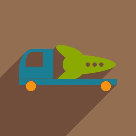 Flat with shadow icon and mobile application rocket car deliveryのイラスト素材