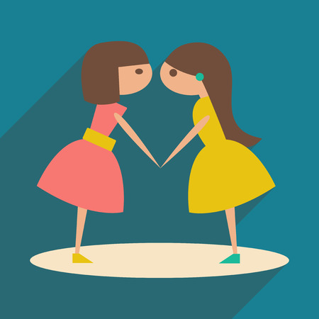 Flat with shadow icon and mobile application girlfriendsのイラスト素材