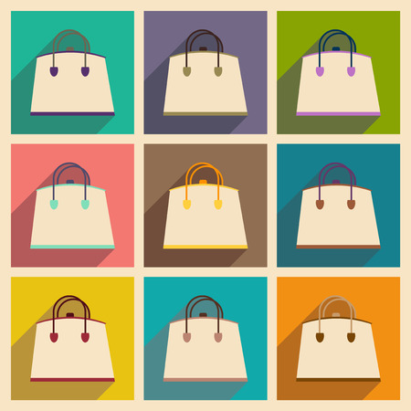 Modern flat icons vector collection with shadow handbagのイラスト素材