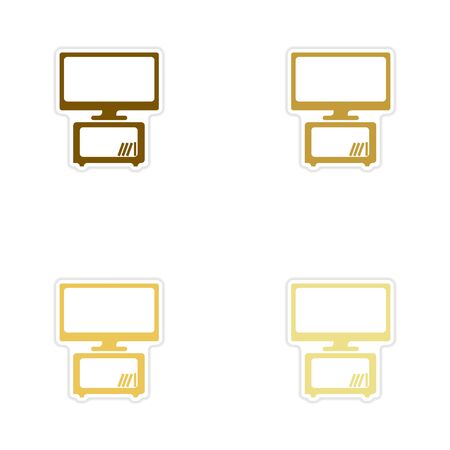 Concept paper stickers on white background plasma TVのイラスト素材