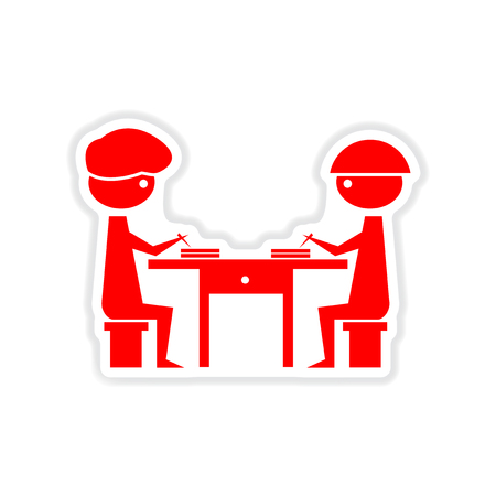 paper sticker on white background Business partners meetingのイラスト素材