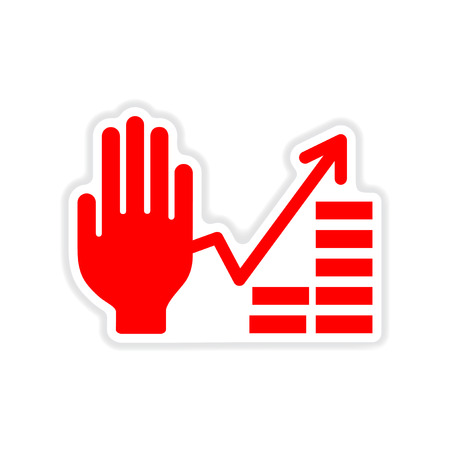 paper sticker on white background hand financial chartのイラスト素材