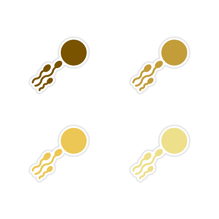 Concept paper stickers on white background sperm eggのイラスト素材