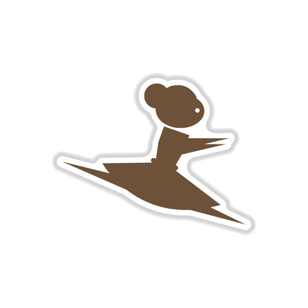 paper sticker on white background ballerinaのイラスト素材
