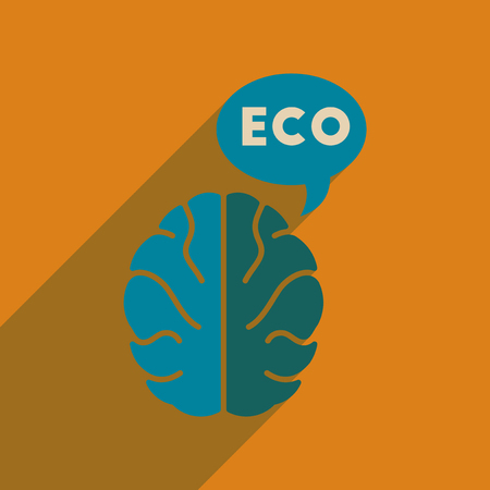 Flat web icon with long shadow eco thinkingのイラスト素材