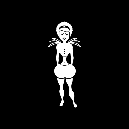 Flat icon in black and white carnival dancerのイラスト素材