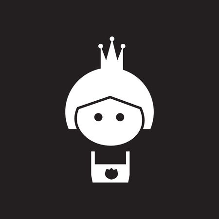 Flat icon in black and white princessのイラスト素材