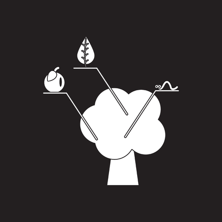 Flat icon in black and white eco Infographicのイラスト素材