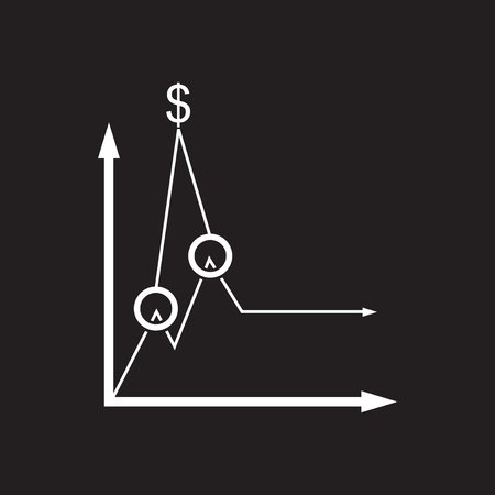 Flat icon in black and white economic graphのイラスト素材