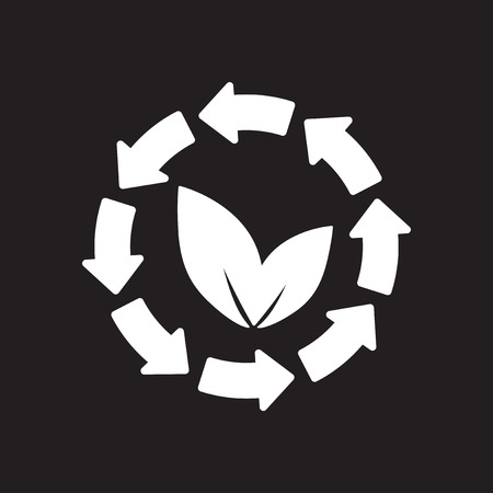 Flat icon in black and white arrow leavesのイラスト素材