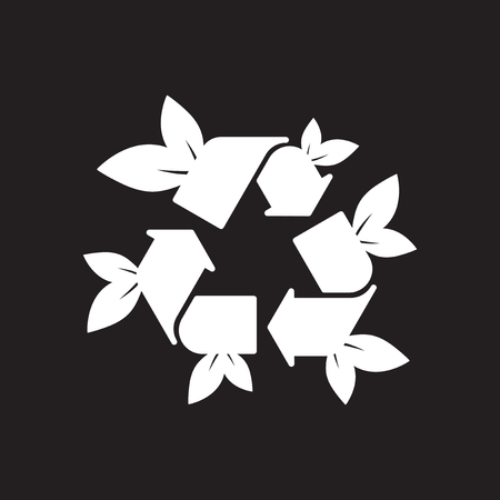 Flat icon in black and white arrow leavesのイラスト素材