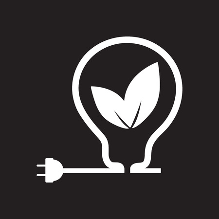 Flat icon in black and white eco light bulbのイラスト素材