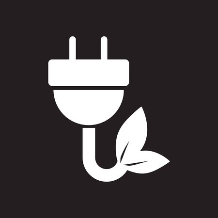 Flat icon in black and white eco energyのイラスト素材